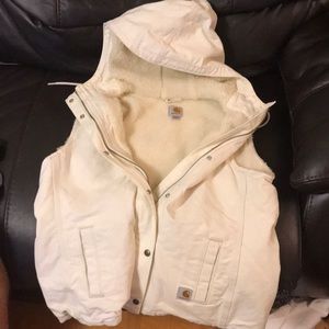 Carhartt white fleece hooded vest